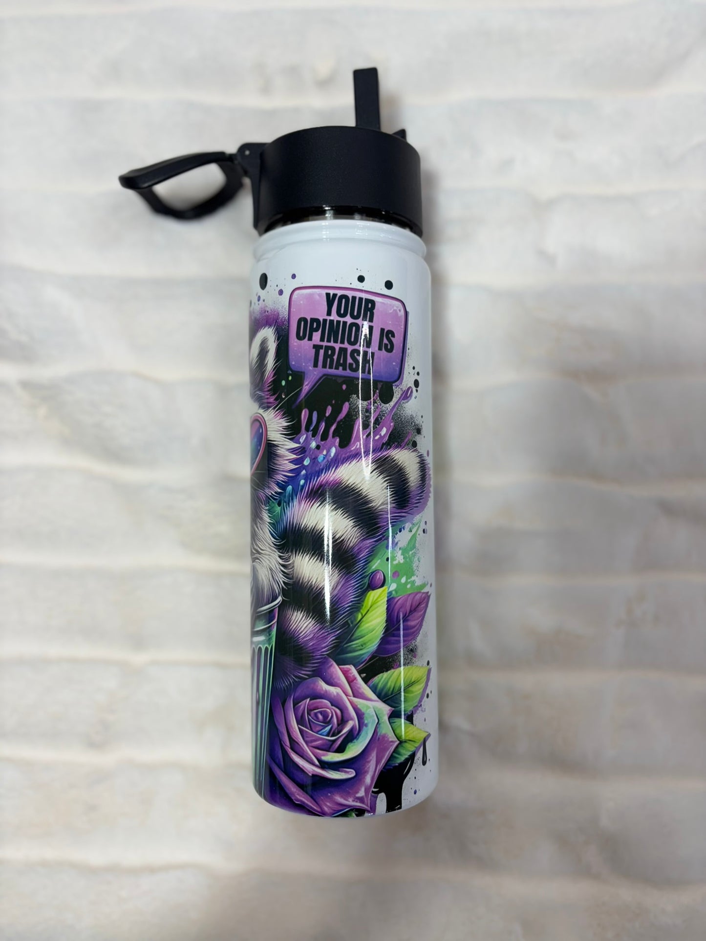 Splish Splash Your Opinion is Trash Raccoon 22oz Water Bottle