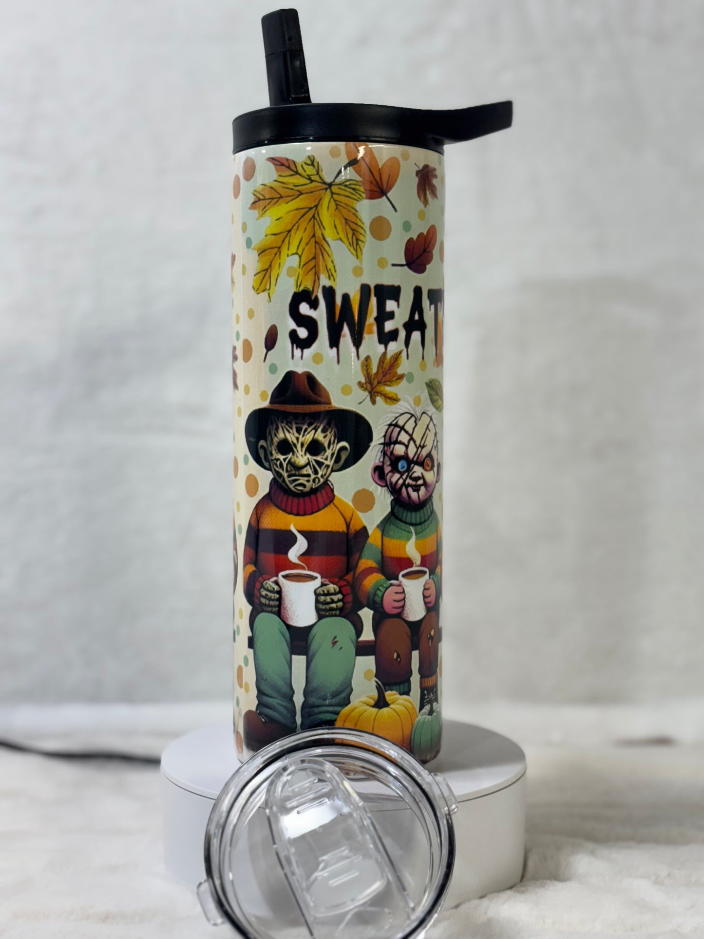 Sweater Weather Horror Characters Fall 20oz Duo Lid Tumbler