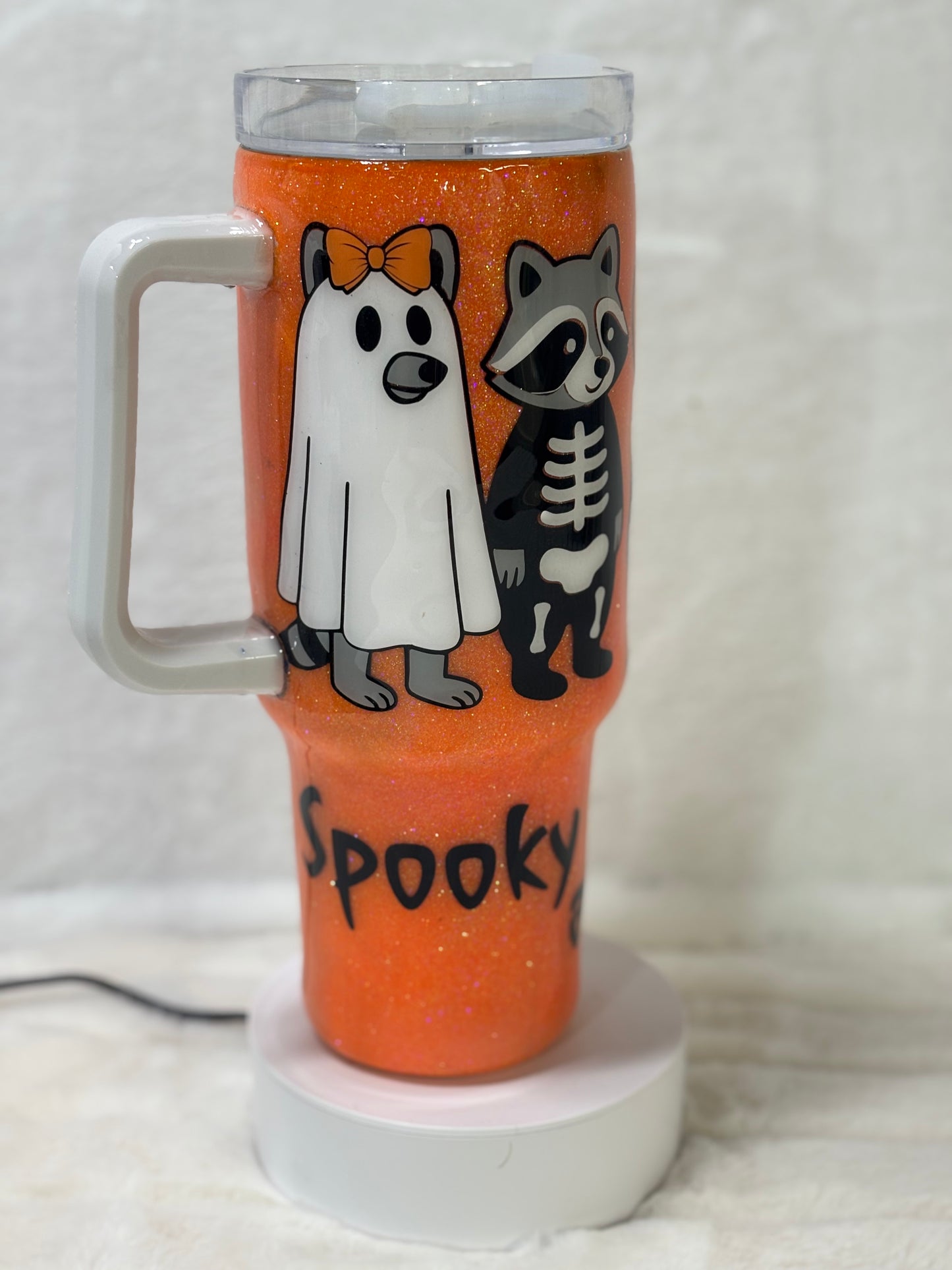 Spooky and Feral 40oz Raccoon Glitter Tumbler