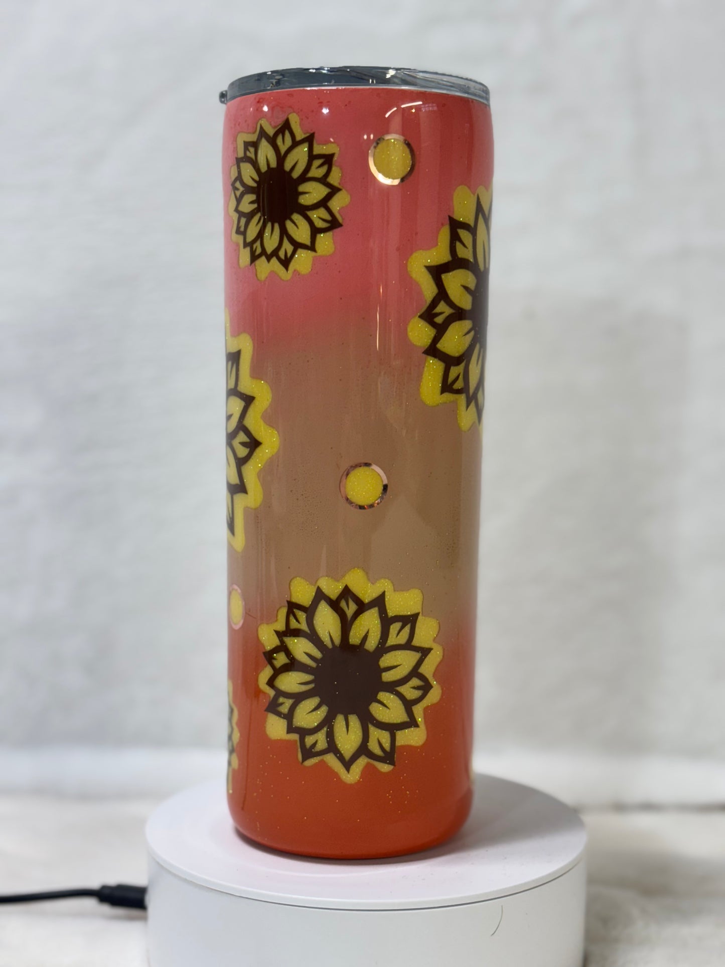 Ombre Sunflower and Dots 20oz Tumbler