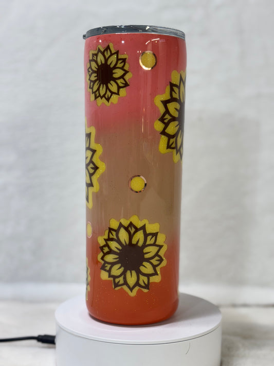 Ombre Sunflower and Dots 20oz Tumbler