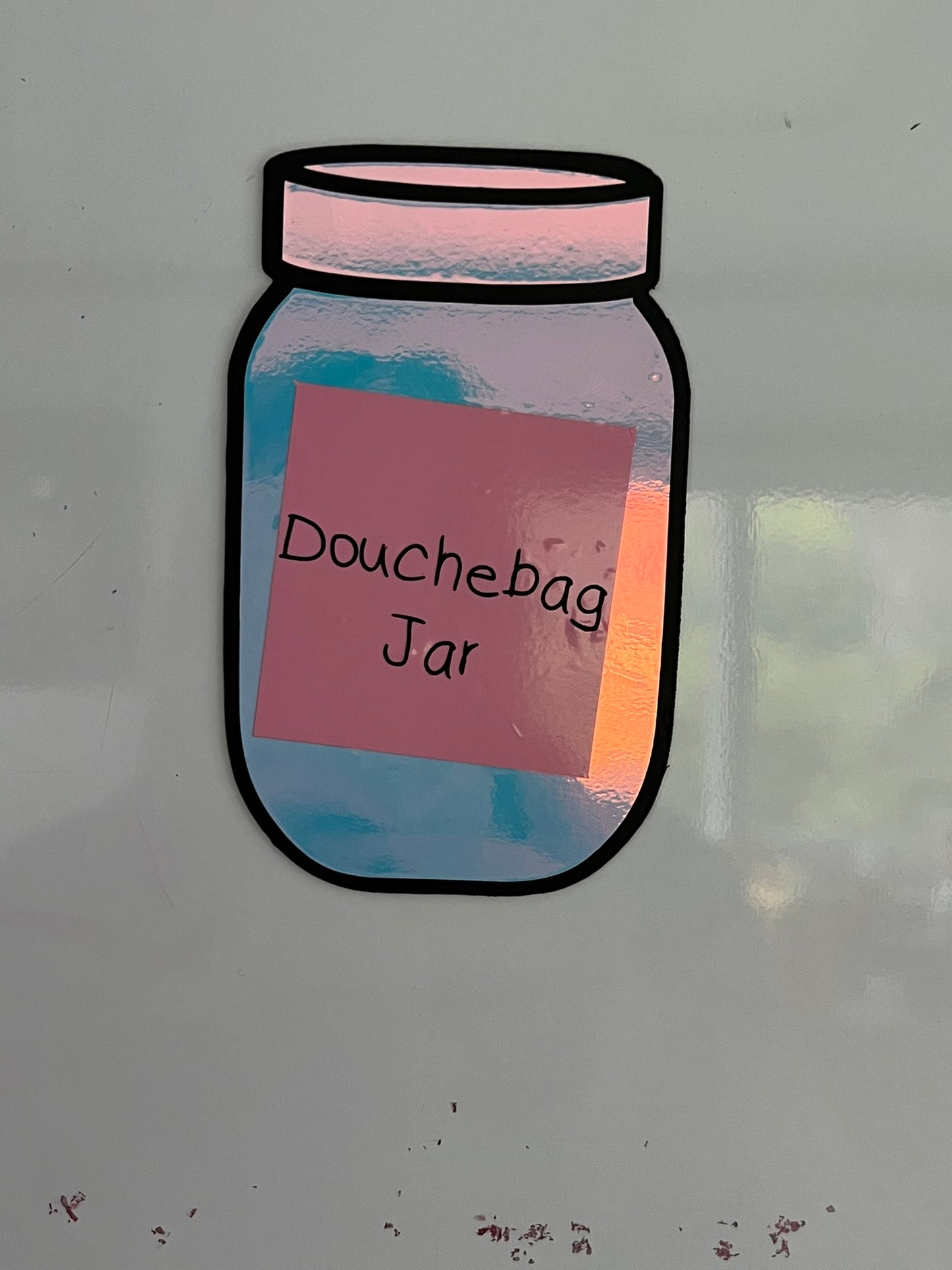 Holographic douchebag jar magnet