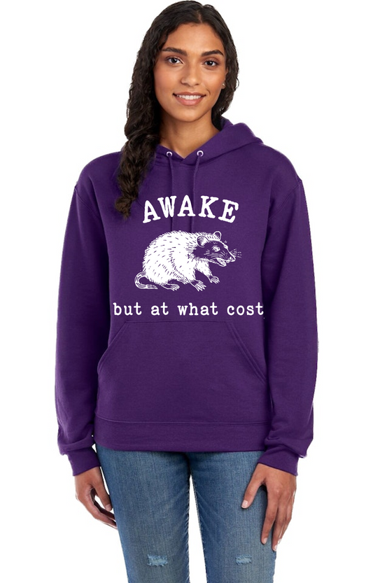 Awake but at what cost opossum hoodie