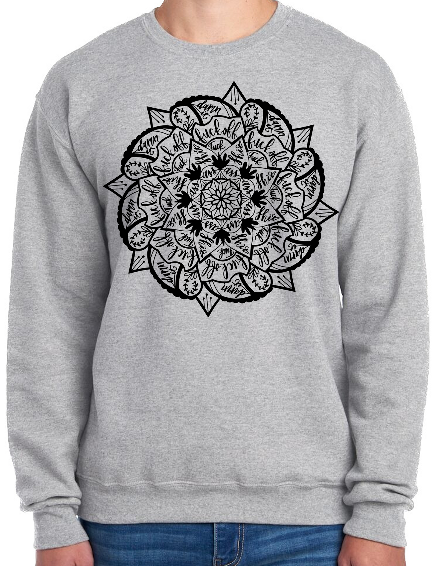Cuss Word Mandala Crewneck Sweatshirt