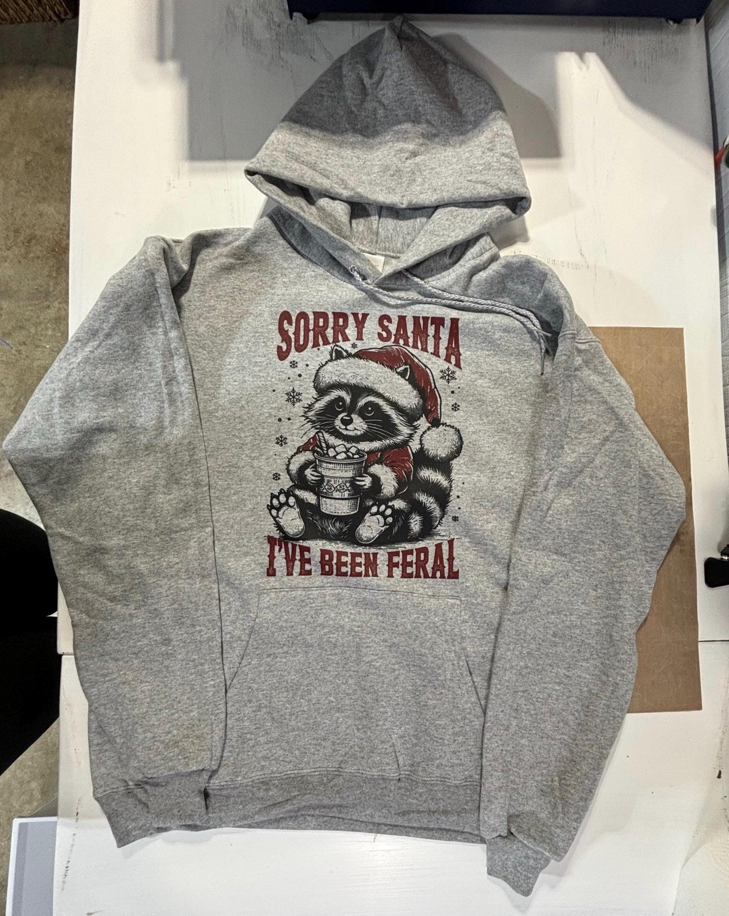 Sorry Santa I’ve been feral Christmas raccoon hoodie