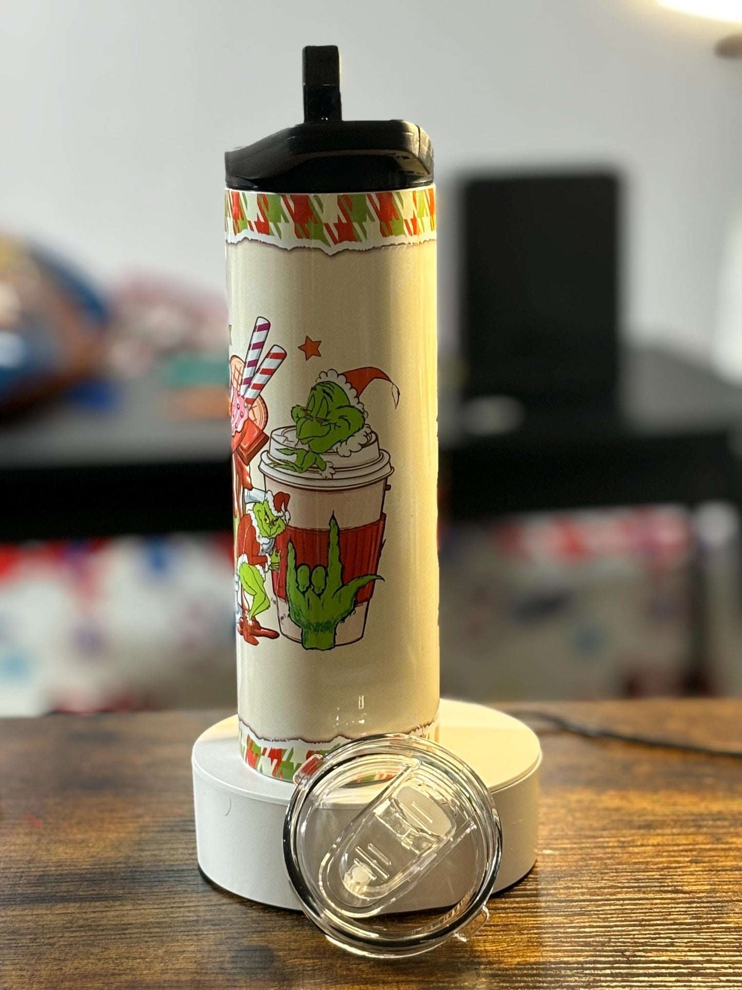 Green Christmas Monster Coffees 20 oz duo lid Tumbler