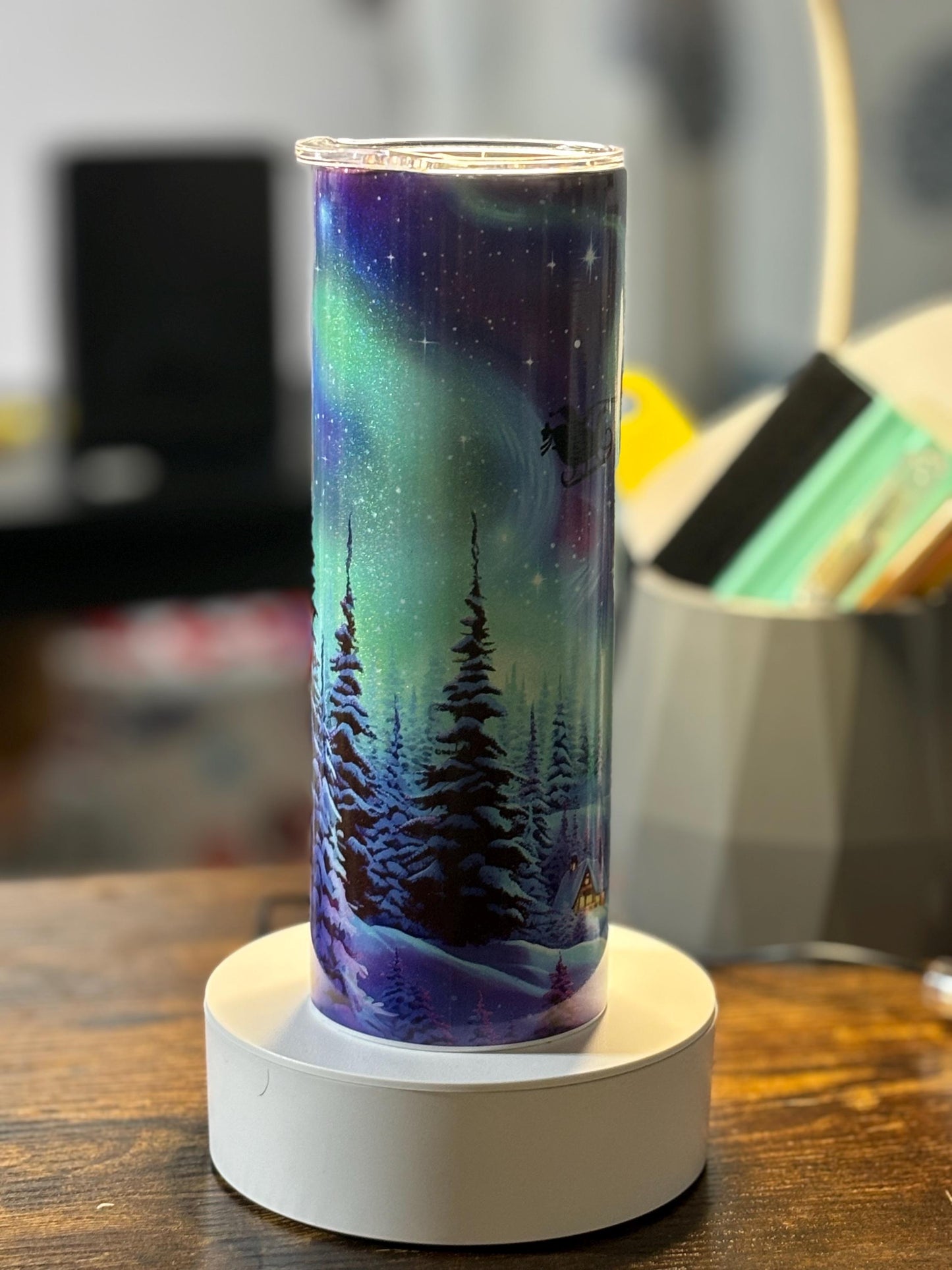 Christmas Night Lights 20 oz holographic tumbler