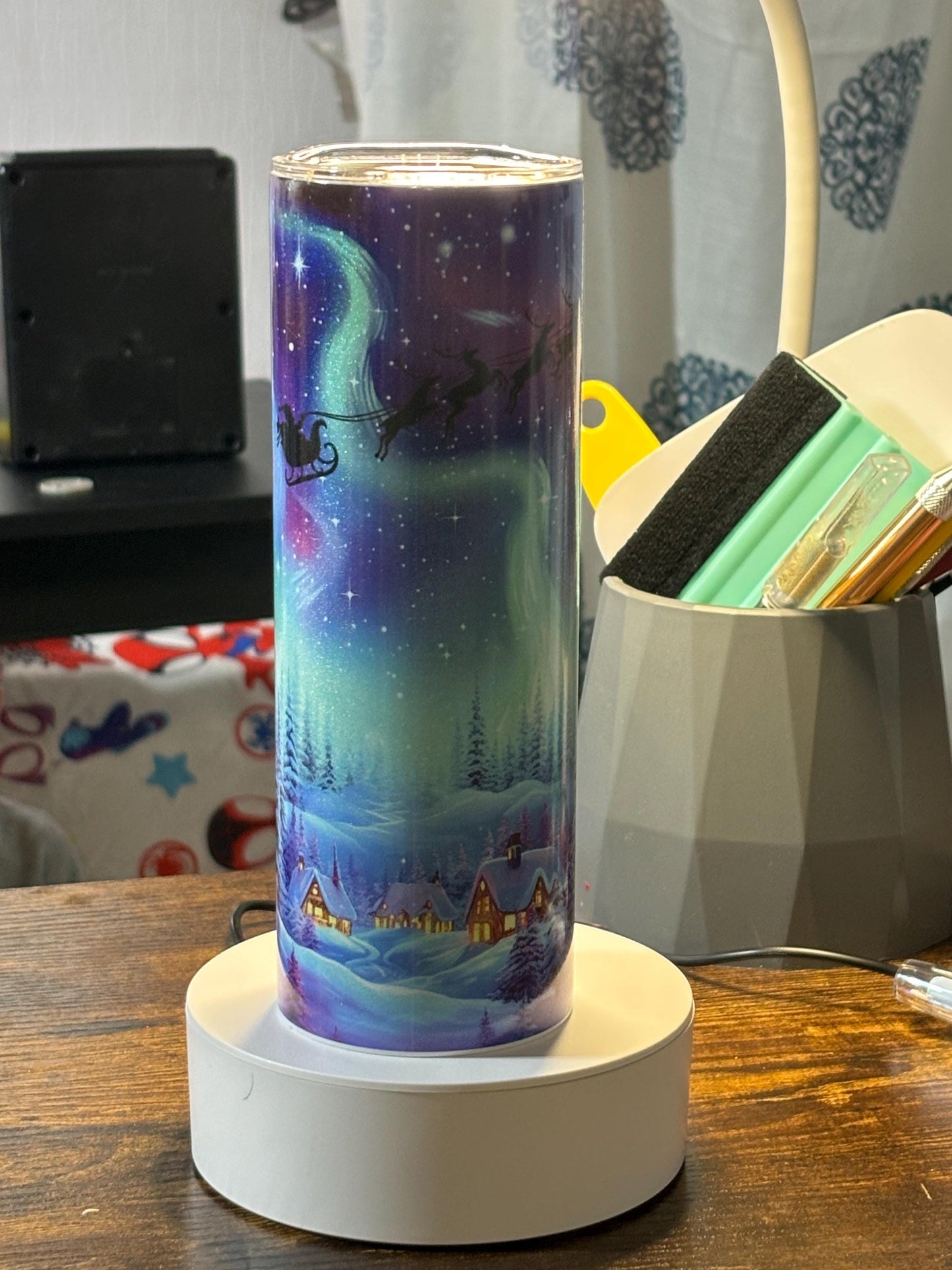 Christmas Night Lights 20 oz holographic tumbler