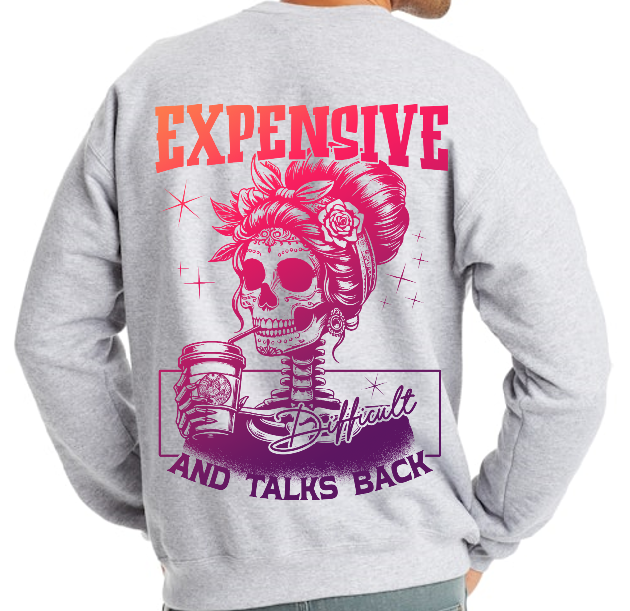 Expensive, Difficult, and Talks Back Crew neck skeleton sweatshirt