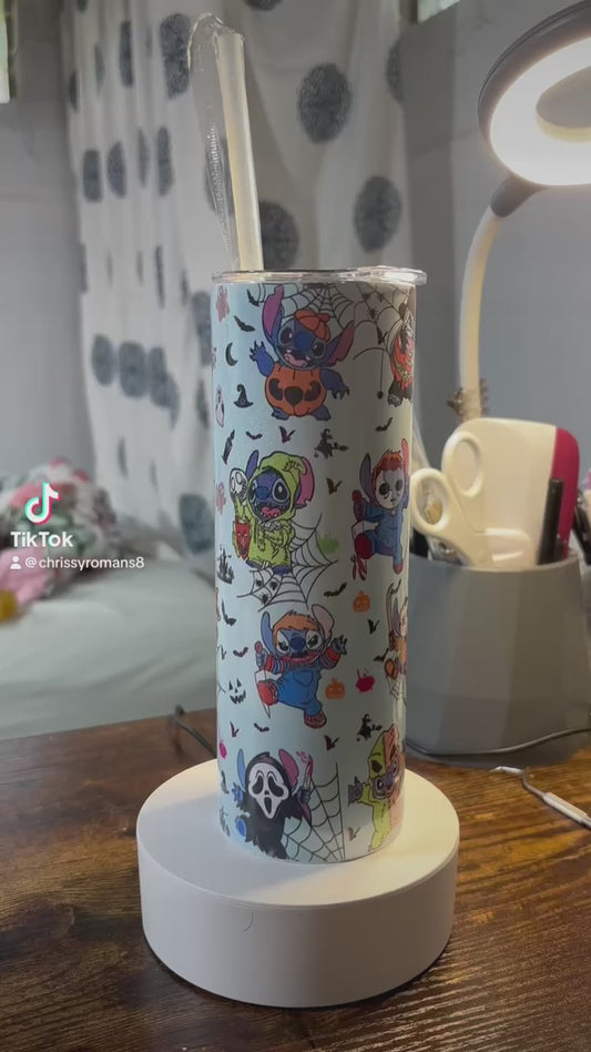 Holographic Blue Alien Horror Characters 20 oz Tumbler