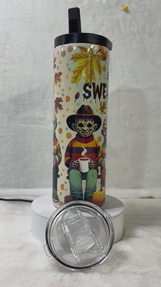Sweater Weather Horror Characters Fall 20oz Duo Lid Tumbler