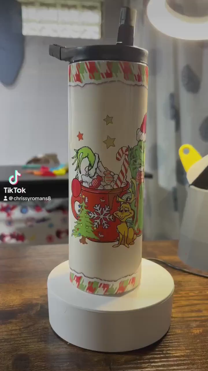 Green Christmas Monster Coffees 20 oz duo lid Tumbler