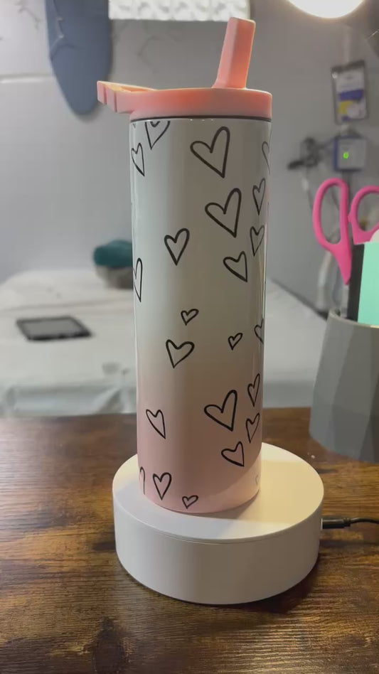 Pink ombre heart 20 oz duo lid tumbler
